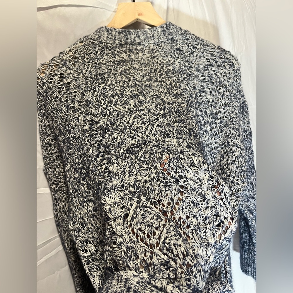 Westport Blue and White Open Knit Cardigan - Picture 9 of 10
